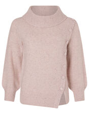 High Neck Button Side Jumper, Pink (PINK), large