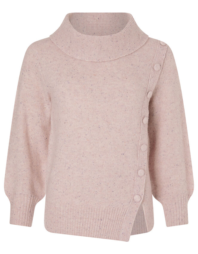 High Neck Button Side Jumper, Pink (PINK), large