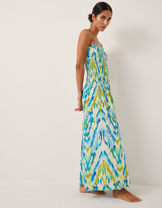Coralie Drop Waist Print Maxi Dress, Blue (BLUE), large