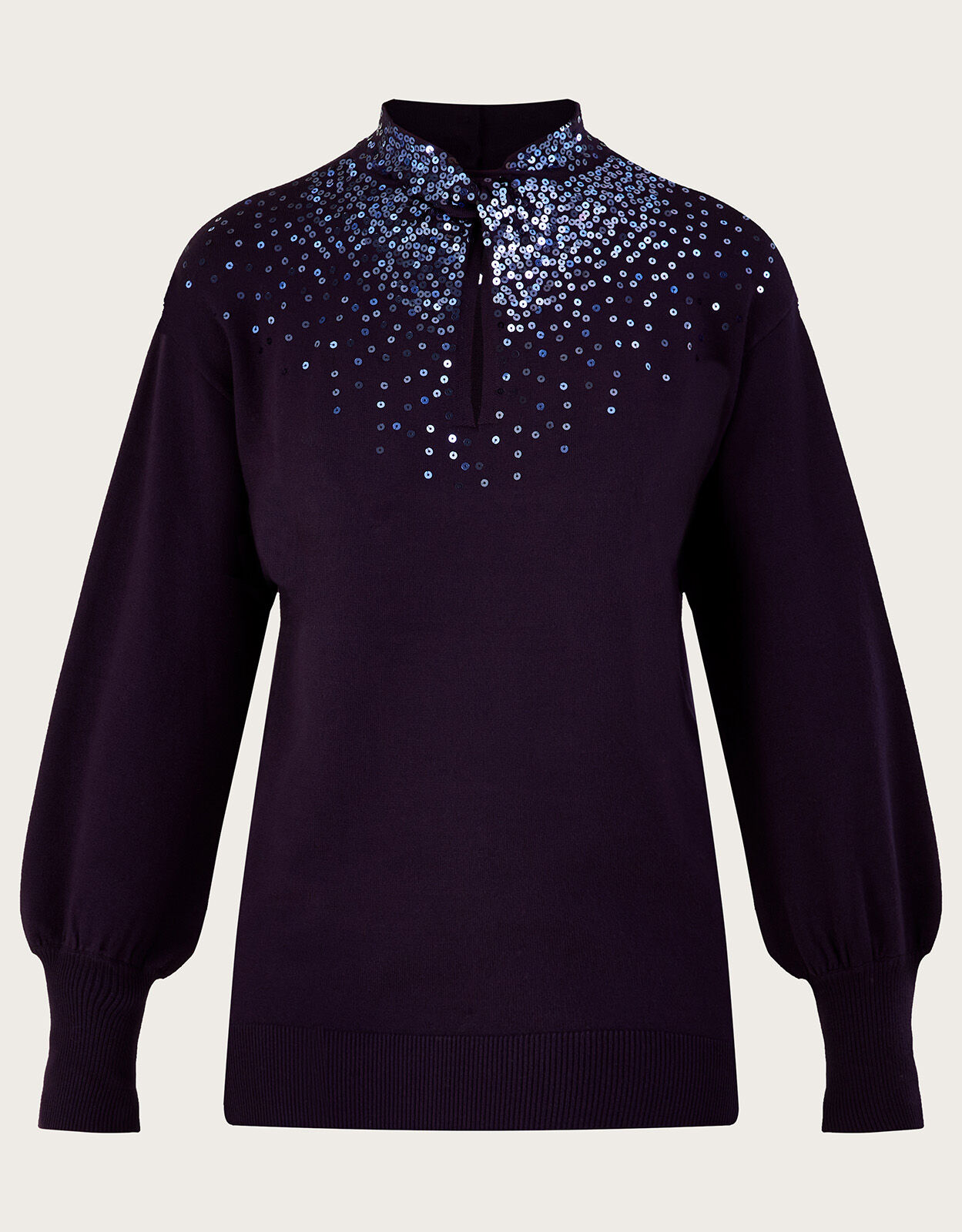 Scatter Sequin Twist Neck Jumper Purple Knitwear Monsoon Global