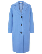 April Long Textured Coat, Blue (BLUE), large