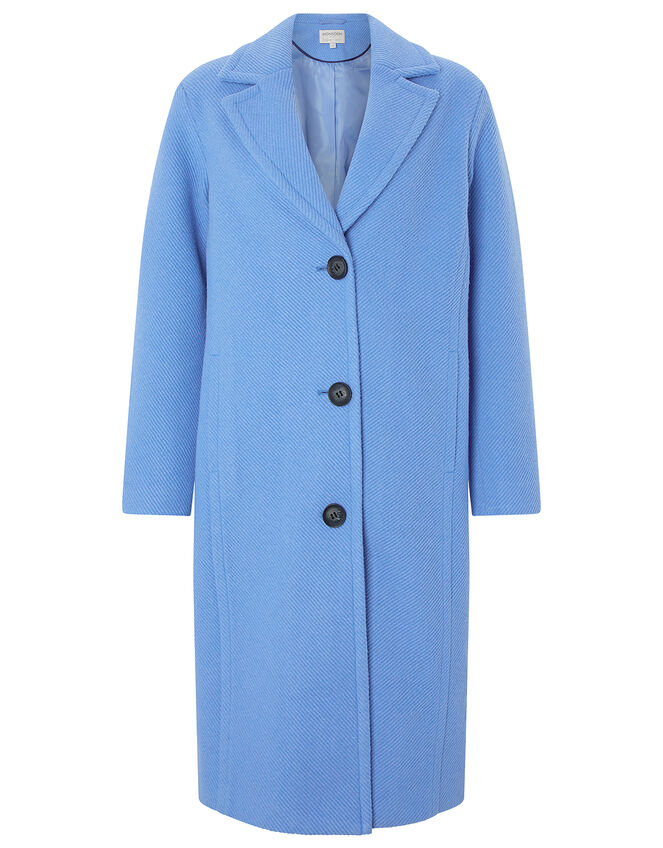 April Long Textured Coat, Blue (BLUE), large