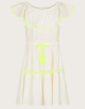 Neon Trim Beach Dress, Ivory (IVORY), large