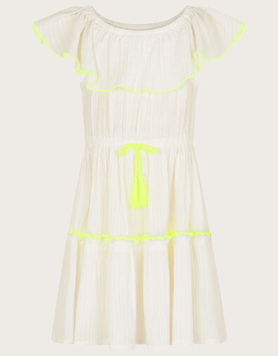 Neon Trim Beach Dress, Ivory (IVORY), large