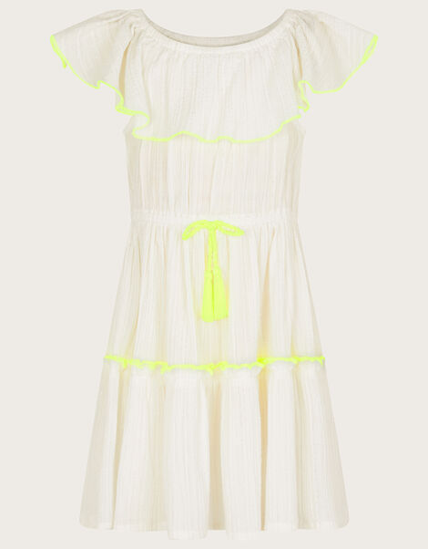 Neon Trim Beach Dress, Ivory (IVORY), large