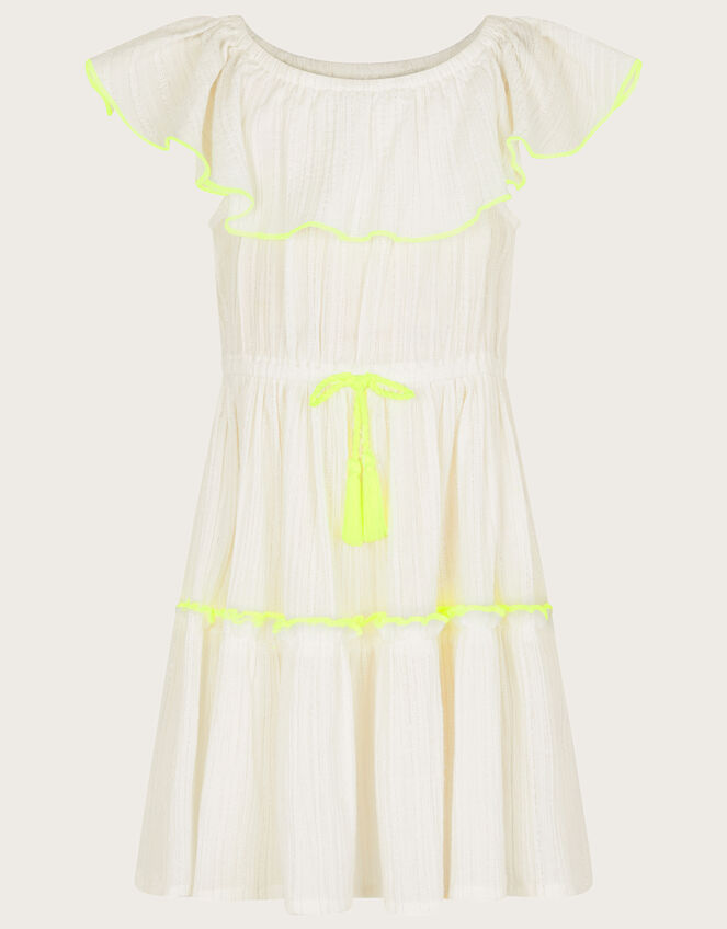 Neon Trim Beach Dress, Ivory (IVORY), large