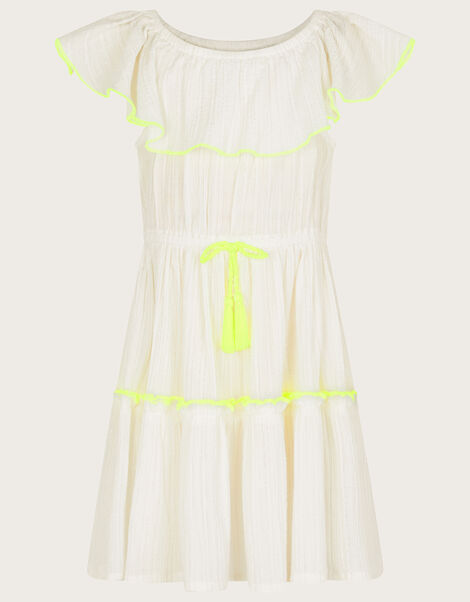 Neon Trim Beach Dress, Ivory (IVORY), large