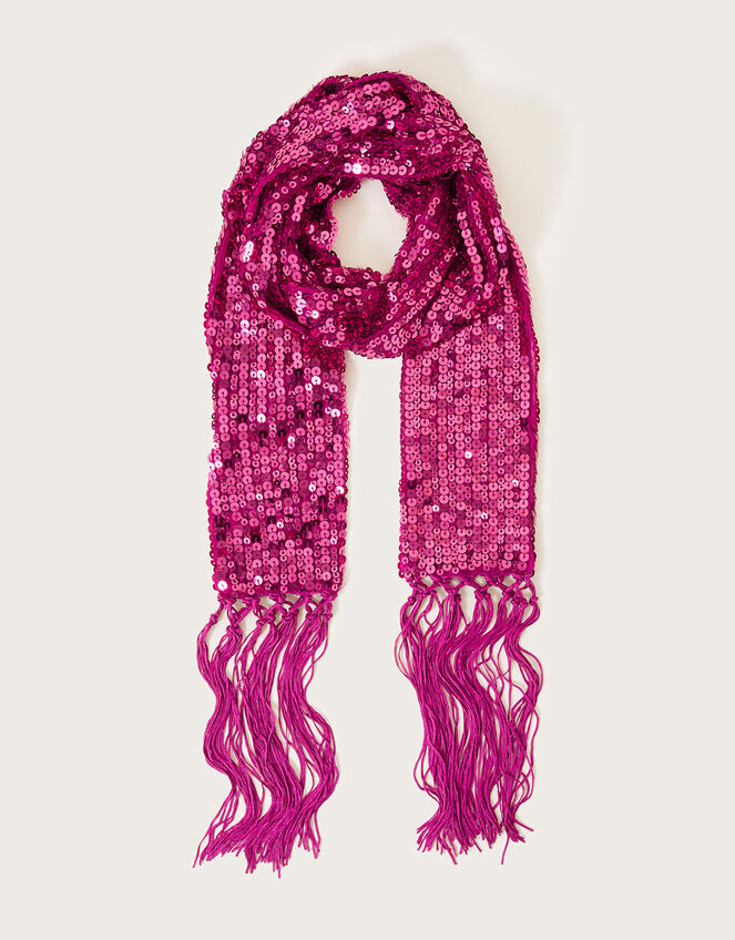 Sequin Skinny Scarf, , large