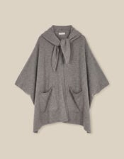 Samia Knitted Scarf Cape, Grey (CHARCOAL), large