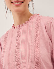 Lorna &frac34; Sleeve Lace Top, Pink (PINK), large