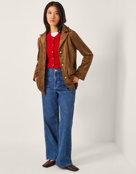 Naya Suedette Jacket, Brown (BROWN), large