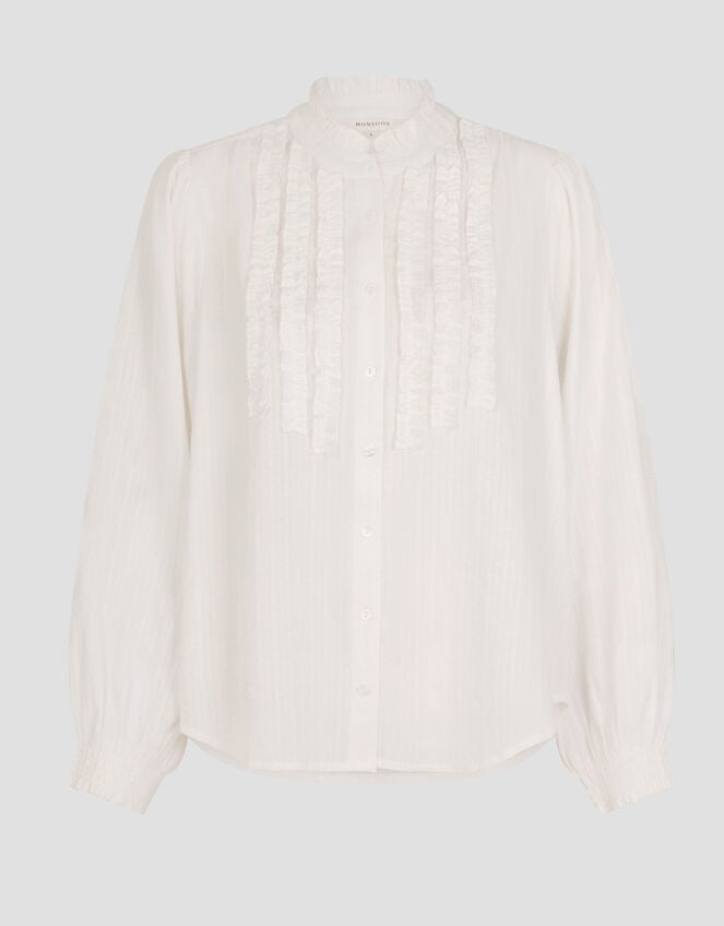 Chiara Frill Cotton Blouse, Ivory (IVORY), large