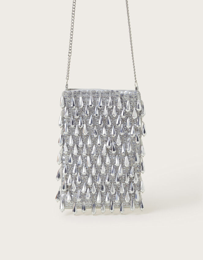 Tess Tear Drop Phone Bag, Silver (SILVER), large