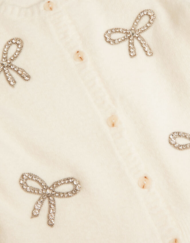 Bow Embellished Cardigan, Ivory (IVORY), large
