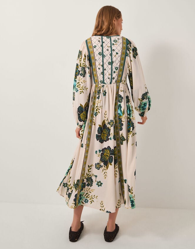 Zenya Floral Print Midi Dress, Green (GREEN), large