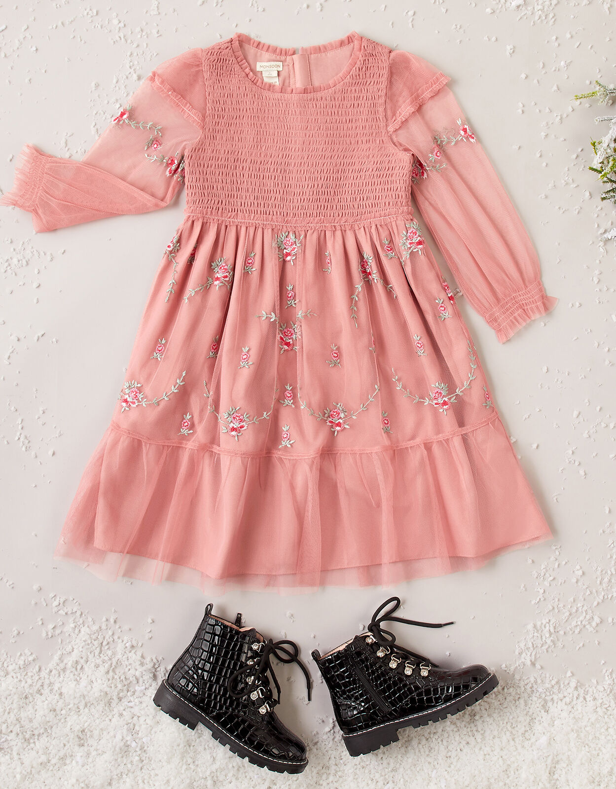 Monsoon girls pink dress hotsell