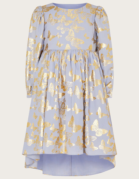 Butterfly Foil Print Tunic Dress, Blue (BLUE), large