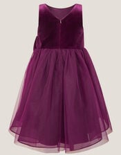 Velvet Bow Party Dress, Purple (PURPLE), large