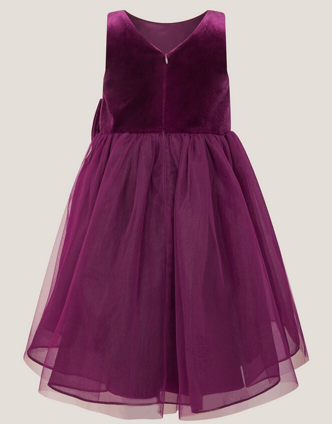 Velvet Bow Party Dress, Purple (PURPLE), large