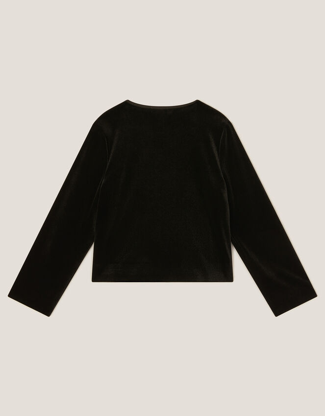 Heart Button Velvet Jacket, Black (BLACK), large