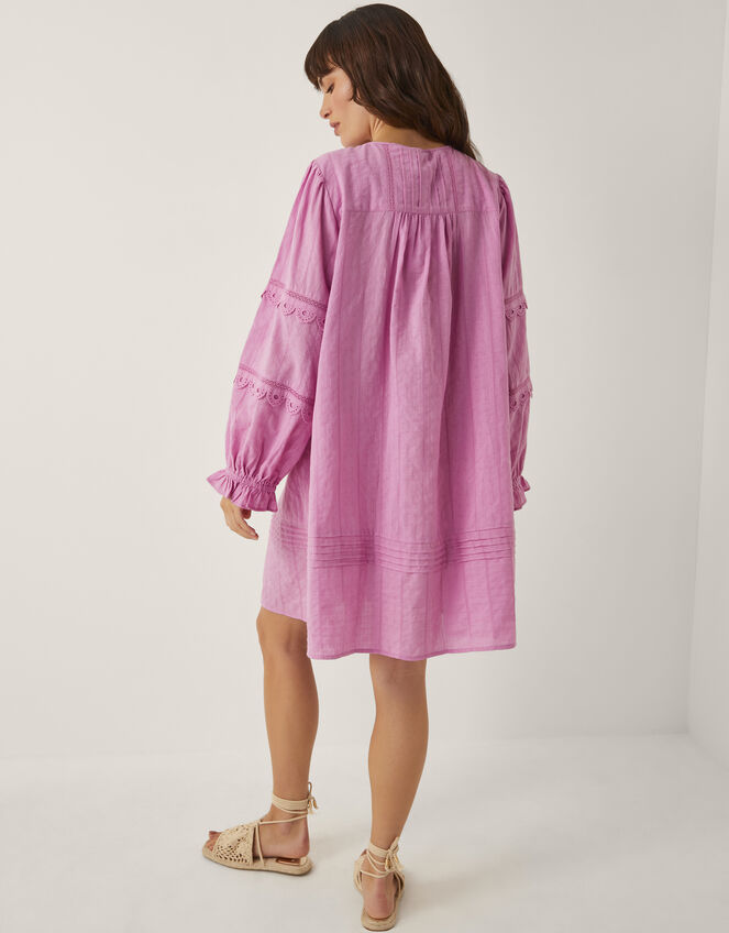 Cosima Pintuck Broderie Mini Dress, Purple (LILAC), large