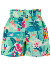 Petunia Floral Shorts in Linen and Organic Cotton, Green (GREEN), large