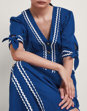 Lita V-Neck Ric Rac Midi Dress, Blue (COBALT), large