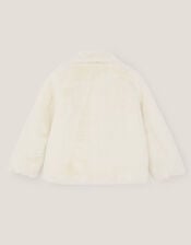 Bow Faux Fur Coat, Cream (CREAM), large