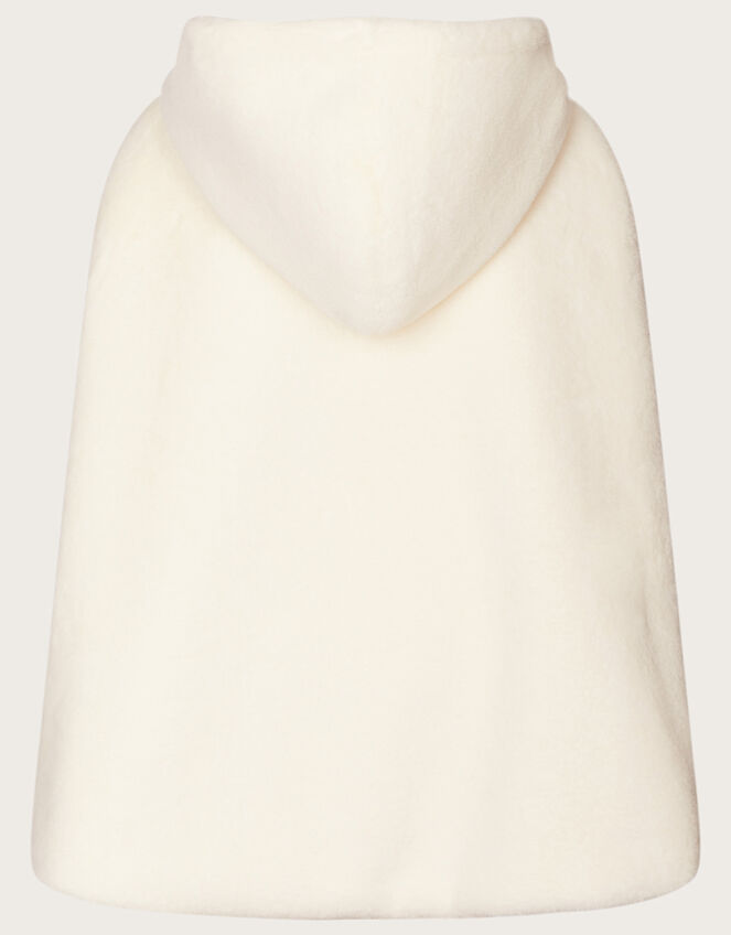 Land of Wonder Long Faux Fur Cape, Ivory (IVORY), large