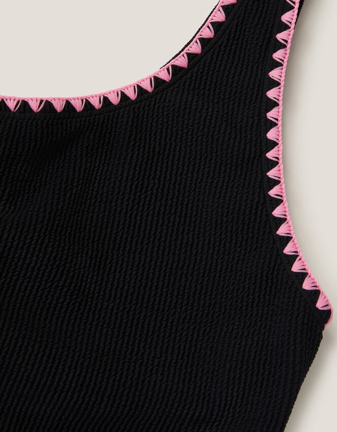 Crinkle Textured Cut-Out Swimsuit, Black (BLACK), large