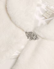 Scallop Faux Fur Cape, Ivory (IVORY), large