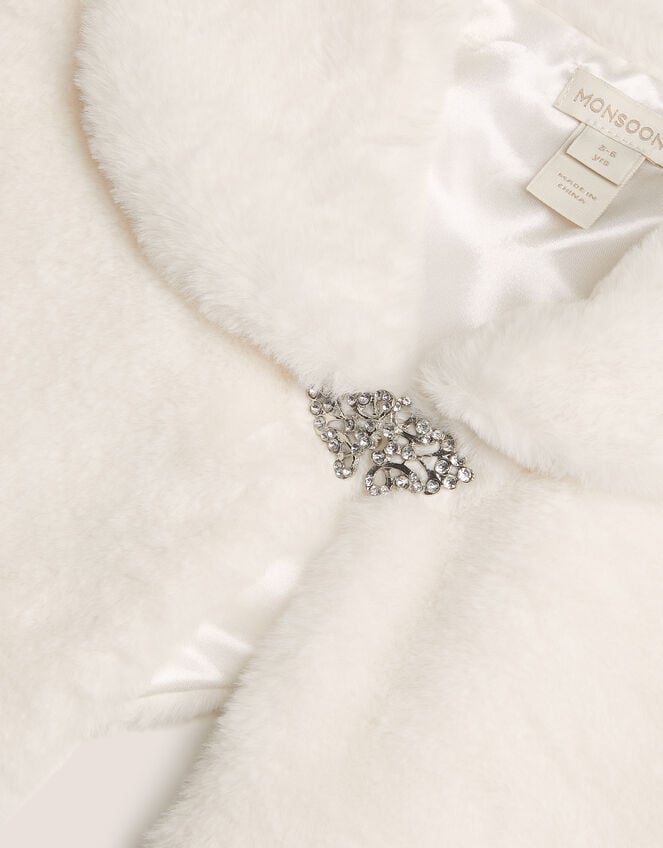 Scallop Faux Fur Cape, Ivory (IVORY), large