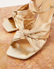 Knot Front Kitten Heel Sandals, Gold (GOLD), large