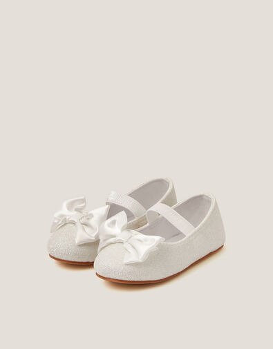 Baby Bow Glitter Walker Shoes, Ivory (IVORY), large