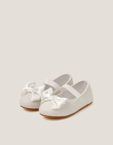 Baby Bow Glitter Walker Shoes, Ivory (IVORY), large