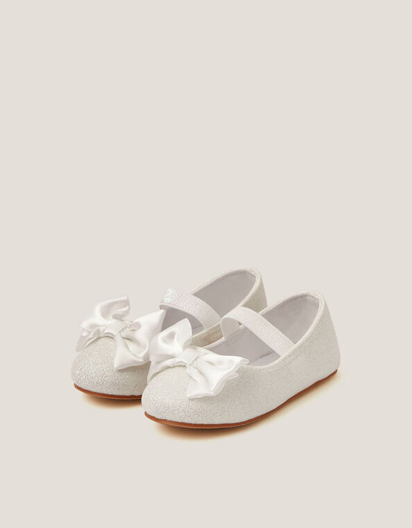 Baby Bow Glitter Walker Shoes, Ivory (IVORY), large