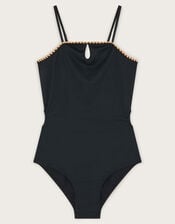 Texture Cut-Out Swimsuit, Black (BLACK), large