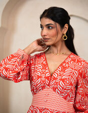 India & Mills Pippa Tropic Midi Dress, Red (RED), large