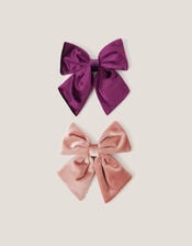 2-Pack Luxe Velvet Bow Hair Clips, , large