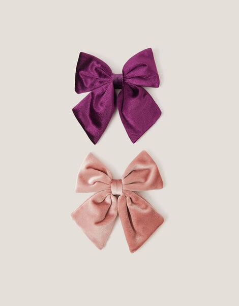 2-Pack Luxe Velvet Bow Hair Clips, , large