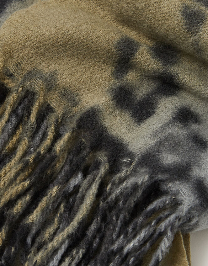 Archi Animal Print Tassel Scarf, Grey (GREY), large