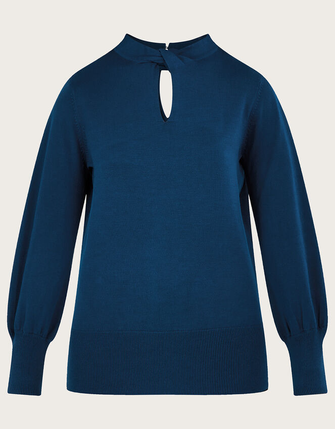 Twist Neck Jumper with LENZING™ ECOVERO™ , PEACOCK, large