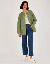 Quilted Jacked with Print Interior in LENZING™ ECOVERO™ , Green (KHAKI), large