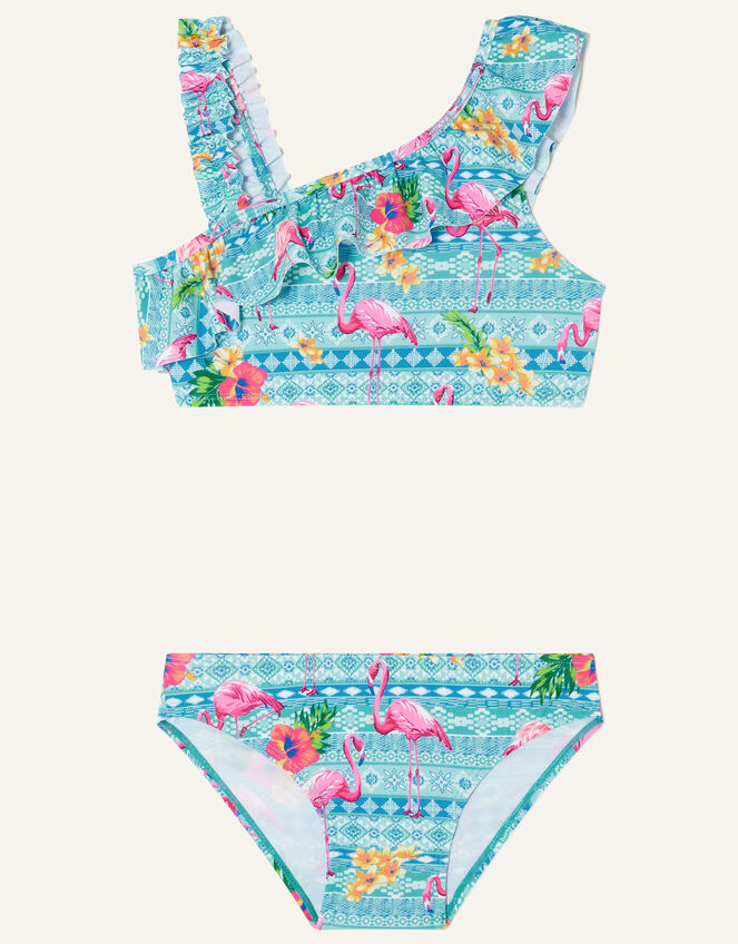 Flamingo Stripe Triangle Bikini in Recycled Polyester, Blue (TURQUOISE), large