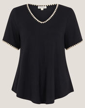 Tilly Trim Jersey T-Shirt , Black (BLACK), large