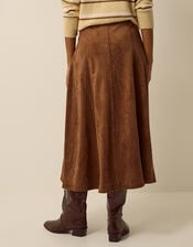 Josie Faux Suede Midi Skirt, Brown (BROWN), large
