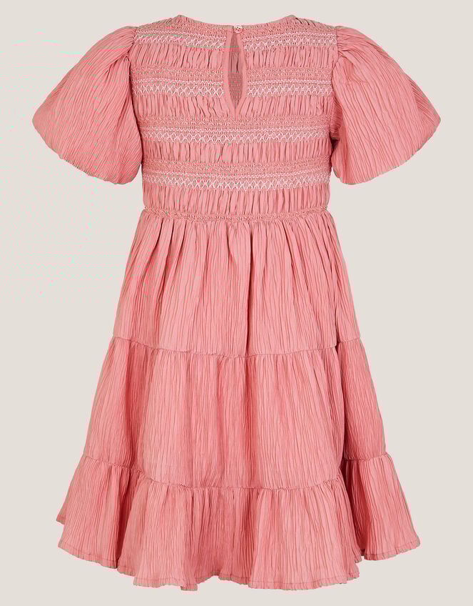 Smocked Puff Sleeve Dress, Pink (PINK), large