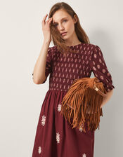 Laurie Floral Smocked Midi Dress, Red (BERRY), large