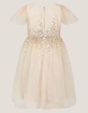 Samara Sequin Waterfall Bow Dress, Gold (GOLD), large