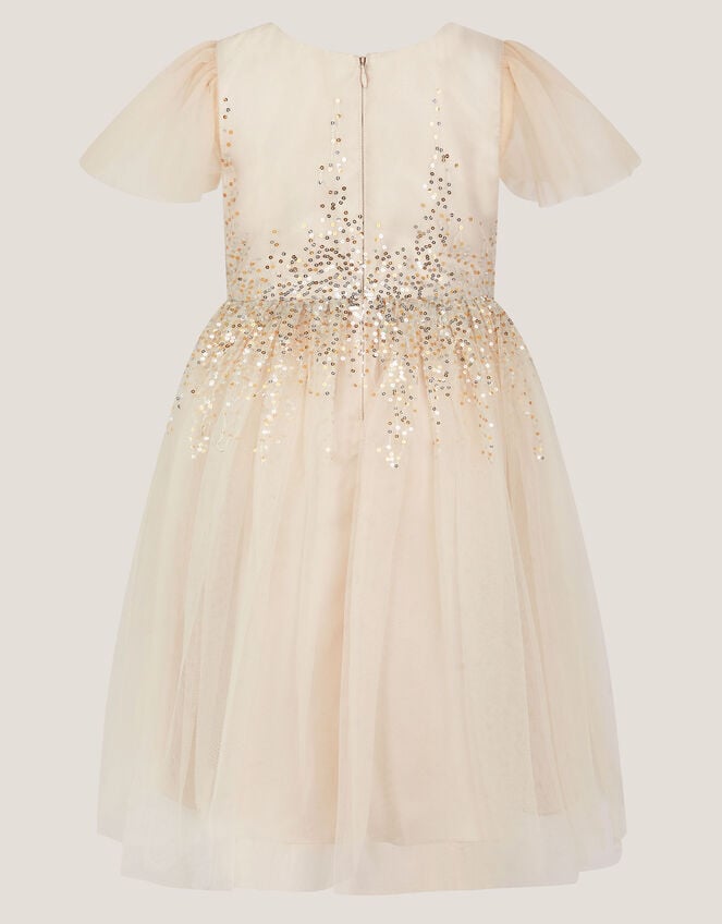 Samara Sequin Waterfall Bow Dress, Gold (GOLD), large